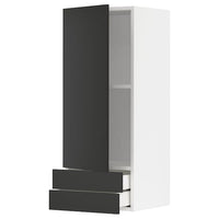METOD / MAXIMERA - Wall cabinet with door/2 drawers, white/Nickebo matt anthracite, 40x100 cm - best price from Maltashopper.com 69498083
