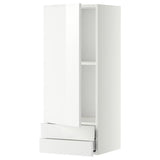 METOD / MAXIMERA wall cabinet with door/2 drawers, white/Ringhult white, 40x100 cm