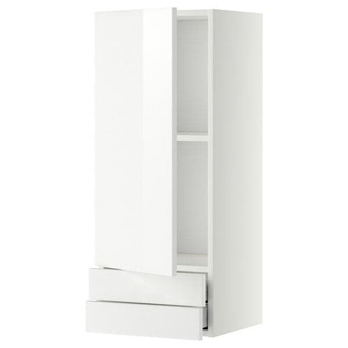 METOD / MAXIMERA - METOD / MAXIMERA Wall cabinet with door/2 drawers, white/Ringhult white, 40x100 cm