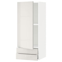 METOD / MAXIMERA - Wall cabinet with door/2 drawers, white/Ringhult light grey, 40x100 cm - best price from Maltashopper.com 49457899