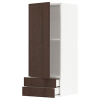 METOD / MAXIMERA - Wall cabinet with door/2 drawers, white/Sinarp brown , 40x100 cm - best price from Maltashopper.com 29461270