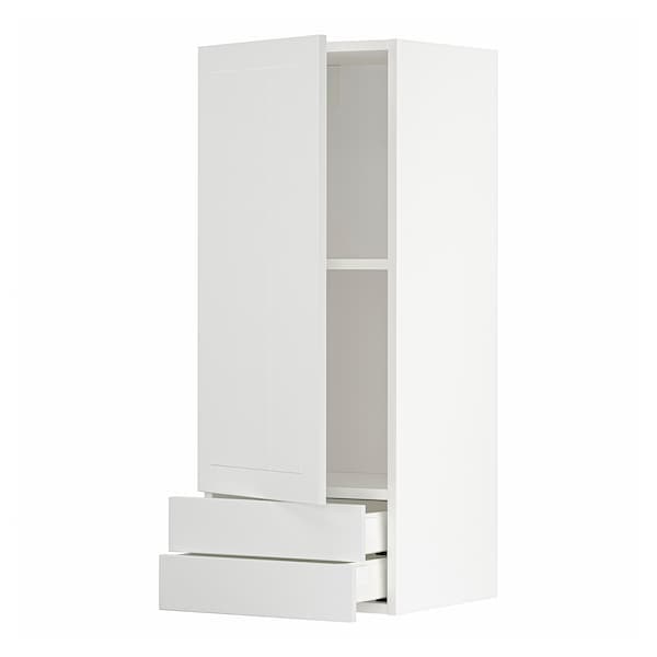METOD / MAXIMERA - Wall cabinet with door/2 drawers, white/Stensund white, 40x100 cm - best price from Maltashopper.com 19470091