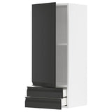METOD / MAXIMERA wall cabinet with door/2 drawers, white/Upplöv matt anthracite, 40x100 cm
