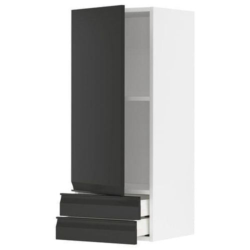 METOD / MAXIMERA - Wall cabinet with door/2 drawers, white/Upplöv matt anthracite , 40x100 cm