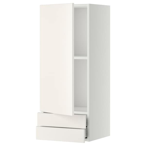 METOD / MAXIMERA - Wall cabinet with door/2 drawers, white/Veddinge white, 40x100 cm - best price from Maltashopper.com 29461449