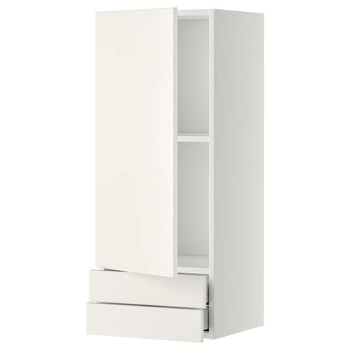 METOD / MAXIMERA - Wall cabinet with door/2 drawers, white/Veddinge white, 40x100 cm