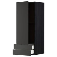 METOD / MAXIMERA - Wall cabinet with door/2 drawers, black/Nickebo matt anthracite, 40x100 cm - best price from Maltashopper.com 59497480