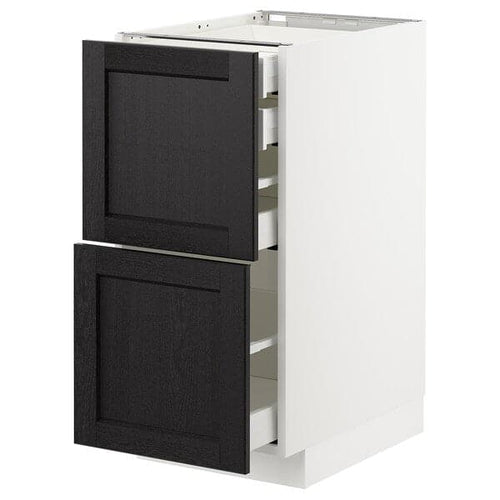 METOD - Base cb 2 frnts/2 low/1 md/1 hi drw, white/Lerhyttan black stained, 40x60 cm