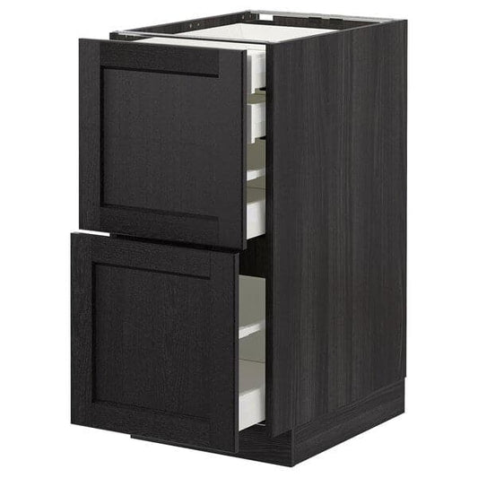 Ikea METOD - Base cb 2 frnts/2 low/1 md/1 hi drw, black/Lerhyttan black stained, 40x60 cm