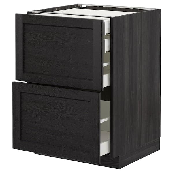 Ikea METOD - Base cb 2 frnts/2 low/1 md/1 hi drw, black/Lerhyttan black stained, 60x60 cm