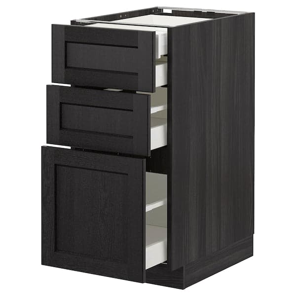 Ikea METOD - Base cb 3 frnts/2 low/1 md/1 hi drw, black/Lerhyttan black stained, 40x60 cm