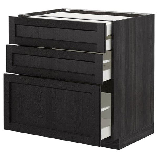 Ikea METOD - Base cb 3 frnts/2 low/1 md/1 hi drw, black/Lerhyttan black stained, 80x60 cm