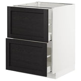 METOD base cb 2 fronts/2 high drawers, white/Lerhyttan black stained, 60x60 cm