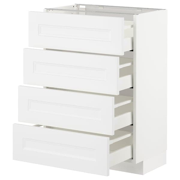 METOD - Base cab 4 frnts/4 drawers, white/Axstad matt white, 60x37 cm - best price from Maltashopper.com 89288550
