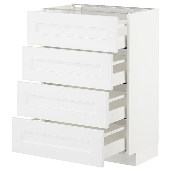 METOD - Base cab 4 frnts/4 drawers, white/Axstad matt white, 60x37 cm - best price from Maltashopper.com 89288550