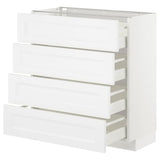 METOD base cab 4 frnts/4 drawers, white/Axstad matt white, 80x37 cm