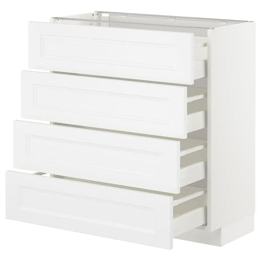 Ikea METOD - Base cab 4 frnts/4 drawers, white/Axstad matt white, 80x37 cm