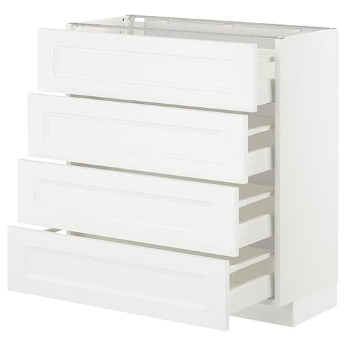 METOD - Base cab 4 frnts/4 drawers, white/Axstad matt white, 80x37 cm