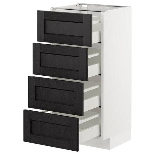 METOD - Base cab 4 frnts/4 drawers, white/Lerhyttan black stained , 40x37 cm