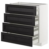METOD base cab 4 frnts/4 drawers, white/Lerhyttan black stained, 80x37 cm