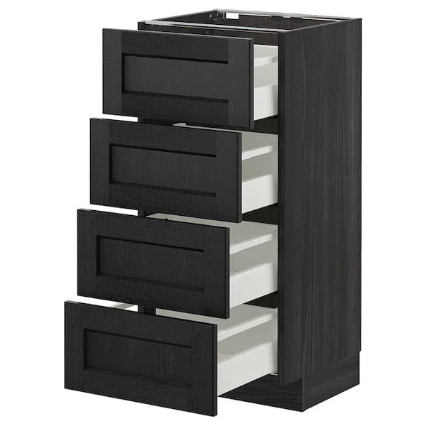 Ikea METOD - Base cab 4 frnts/4 drawers, black/Lerhyttan black stained, 40x37 cm
