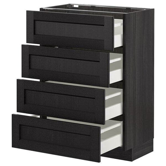 Ikea METOD - Base cab 4 frnts/4 drawers, black/Lerhyttan black stained, 60x37 cm