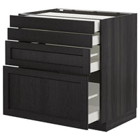 METOD - Base cab 4 frnts/4 drawers, black/Lerhyttan black stained, 80x60 cm - best price from Maltashopper.com 69260038