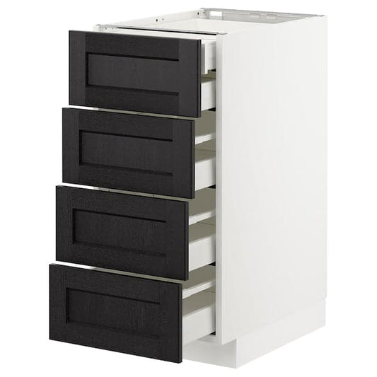 Ikea METOD - Base cb 4 frnts/2 low/3 md drwrs, white/Lerhyttan black stained, 40x60 cm