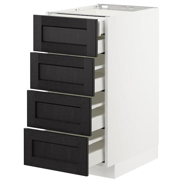 METOD - Base cb 4 frnts/2 low/3 md drwrs, white/Lerhyttan black stained, 40x60 cm