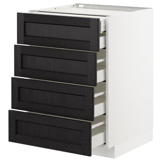 METOD - Base cb 4 frnts/2 low/3 md drwrs, white/Lerhyttan black stained, 60x60 cm - best price from Maltashopper.com 19257533