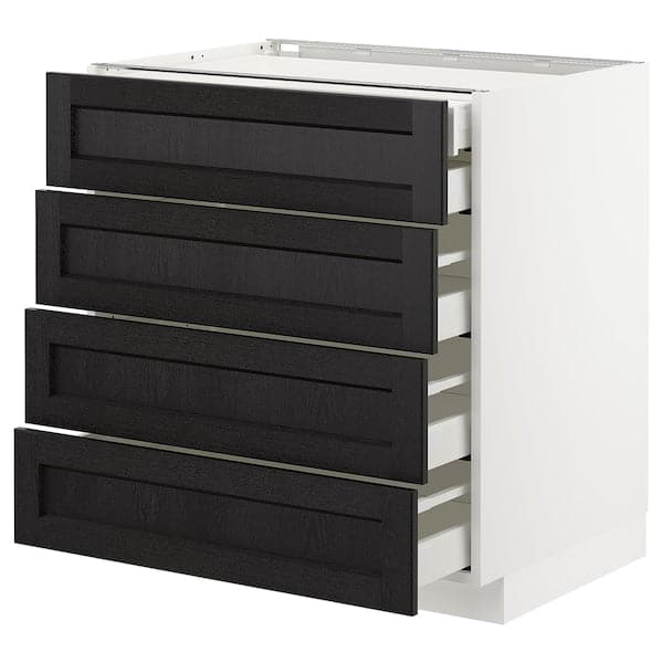 Ikea METOD - Base cb 4 frnts/2 low/3 md drwrs, white/Lerhyttan black stained , 80x60 cm