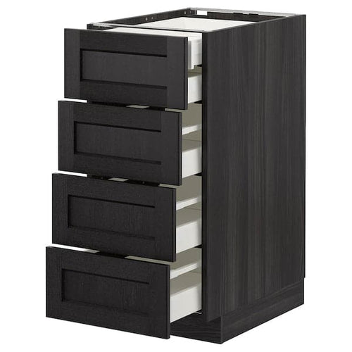 METOD - METOD Base cb 4 frnts/2 low/3 md drwrs, black/Lerhyttan black stained, 40x60 cm