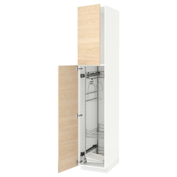 METOD - High cabinet with cleaning interior, white/Askersund light ash effect, 40x60x220 cm - best price from Maltashopper.com 29460402