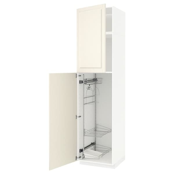 METOD - High cabinet with cleaning interior, white/Bodbyn off-white , 60x60x240 cm