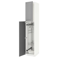 METOD - High cabinet with cleaning interior, white/Bodbyn grey, 40x60x220 cm - best price from Maltashopper.com 89464384