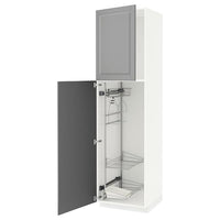 METOD - High cabinet with cleaning interior, white/Bodbyn grey , 60x60x220 cm - best price from Maltashopper.com 59462367
