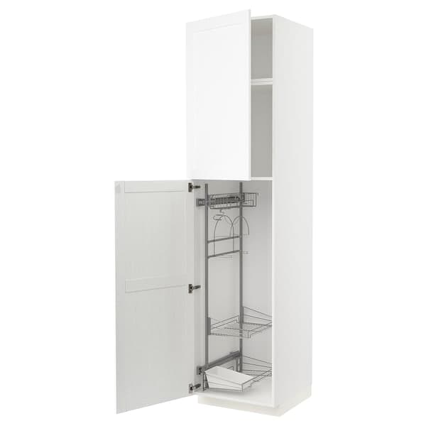 METOD - High cabinet with cleaning interior, white Enköping/white wood effect, 60x60x240 cm