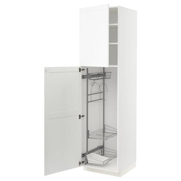 METOD - High cabinet with cleaning interior, white Enköping/white wood effect , 60x60x220 cm - best price from Maltashopper.com 59473525