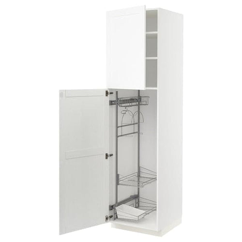 METOD - High cabinet with cleaning interior, white Enköping/white wood effect , 60x60x220 cm