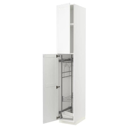 METOD - High cabinet with cleaning interior, white Enköping/white wood effect, 40x60x240 cm