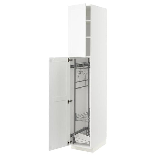 METOD - High cabinet with cleaning interior, white Enköping/white wood effect, 40x60x220 cm
