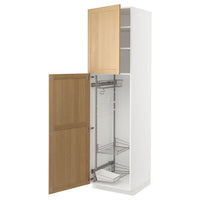 METOD - High cabinet with cleaning interior, white/Forsbacka oak, 60x60x220 cm - best price from Maltashopper.com 69509425