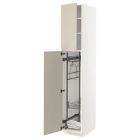 METOD - High cabinet with cleaning interior, white/Havstorp beige, 40x60x220 cm - best price from Maltashopper.com 89462974