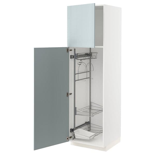 METOD - High cabinet with cleaning interior, white/Kallarp light grey-blue, 60x60x200 cm - best price from Maltashopper.com 89479026