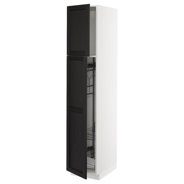 METOD - High cabinet with cleaning interior, white/Lerhyttan black stained , 40x60x200 cm - best price from Maltashopper.com 49455876