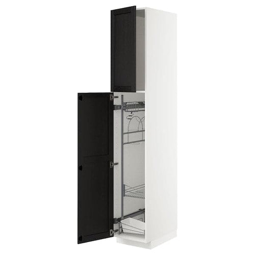 METOD - High cabinet with cleaning interior, white/Lerhyttan black stained, 40x60x220 cm