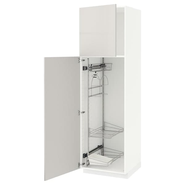 METOD - High cabinet with cleaning interior, white/Ringhult light grey, 60x60x200 cm