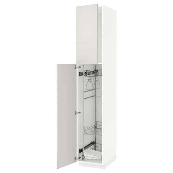 METOD - High cabinet with cleaning interior, white/Ringhult light grey, 40x60x220 cm - best price from Maltashopper.com 79464539