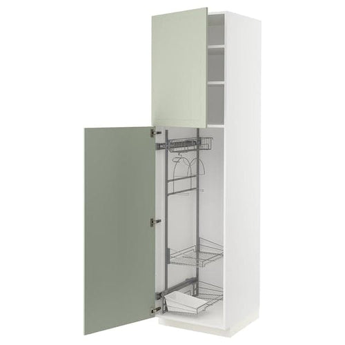 METOD - High cabinet with cleaning interior, white/Stensund light green, 60x60x220 cm