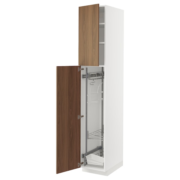 METOD - High cabinet with cleaning interior, white/Tistorp brown walnut effect, 40x60x220 cm - best price from Maltashopper.com 59518920